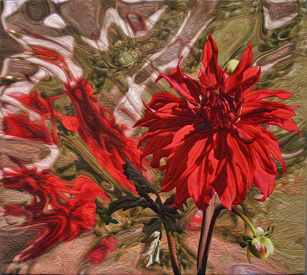 Red Dahlia Reflections – 46.25”w x 41.5”h, 2006